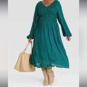 Ava&Viv Smocked Bodice Midi Dress